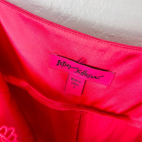 Betsey Johnson Vintage Silk Blend Oink Ruffle Lace Trim Mini Dress - Picture 4 of 11